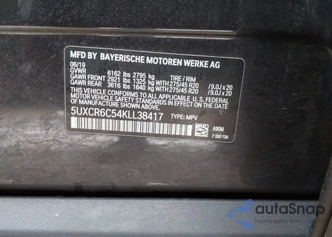 2019 BMW X5 xDrive40I z USA, uszkodzony, nr VIN 5UXCR6C54KLL38417